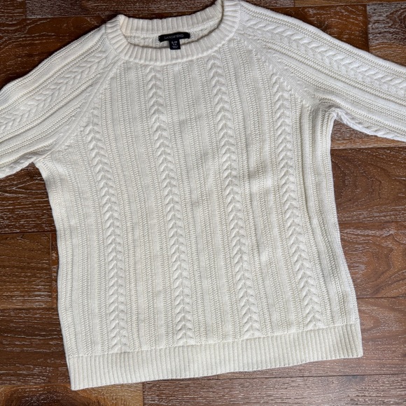 Lands' End Sweaters - Lands’ End Cotton Cable Knit Sweater Top / Cream Ivory / Women’s S.